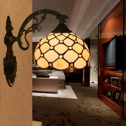 Tiffany European Half Round Glass 1-Light Wall Sconce Lamp