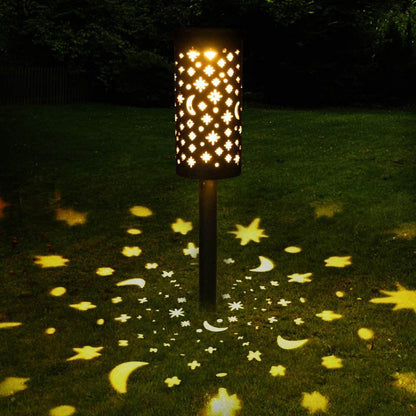 Solar Iron Lantern Star Moon LED Outdoor Waterproof Lawn Garden Floor Lamp