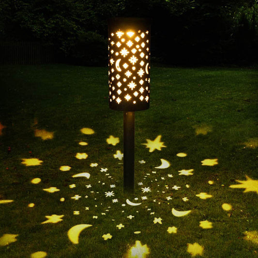 Solar Iron Lantern Star Moon LED Outdoor Waterproof Lawn Garden Floor Lamp