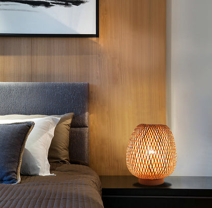 Modern Bamboo Weaving Round 1-Light Decorative Table Lamp