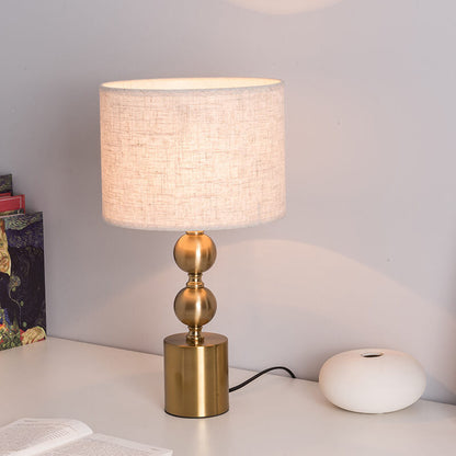 Modern Luxury Fabric Metal Ball Base 1-Light Table Lamp