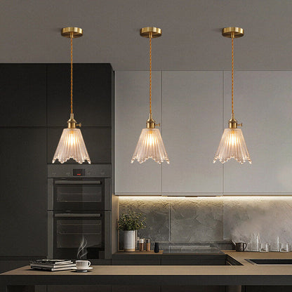 Modern Luxury Glass Bell Shade Brass 1-Light Pendant Light