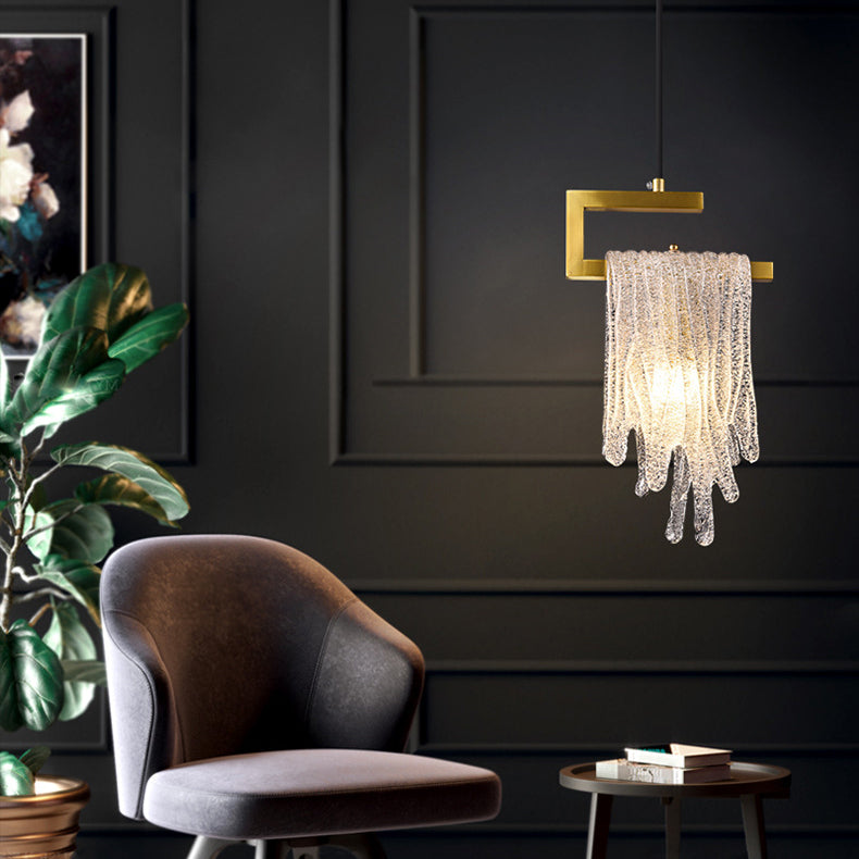 مصباح LED معلق من الزجاج النحاسي الفاخر الحديث 