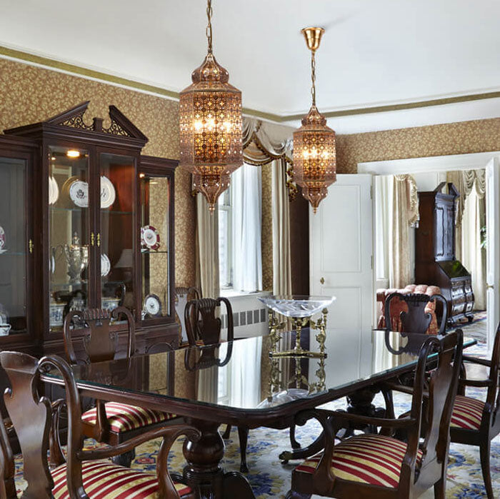 Vintage Exotic Cylindrical Hollow 3-Light Chandelier