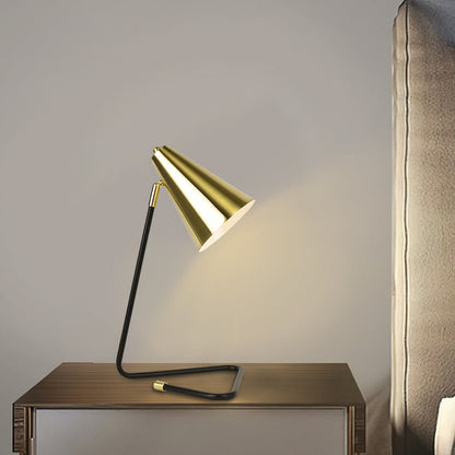 Simple Iron Bell Shade Triangle 1-Light Table Lamp