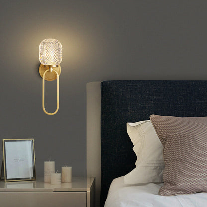 Modern Luxury Crystal Brass Hanging Ring 1-Light Wall Sconce Lamp