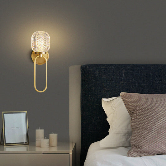 Modern Luxury Crystal Brass Hanging Ring 1-Light Wall Sconce Lamp