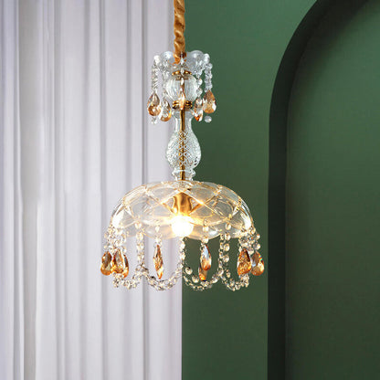 Modern Luxury Crystal Hanging Dome 1-Light Pendant Light