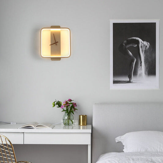 Modern Minimalist Clock Shaped 1-Light LED Wall Sconce Lamp