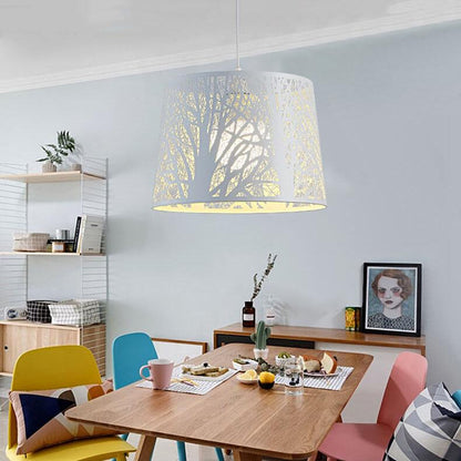 Creative Hollow Carved Cylindrical Metal 1-Light Pendant Light