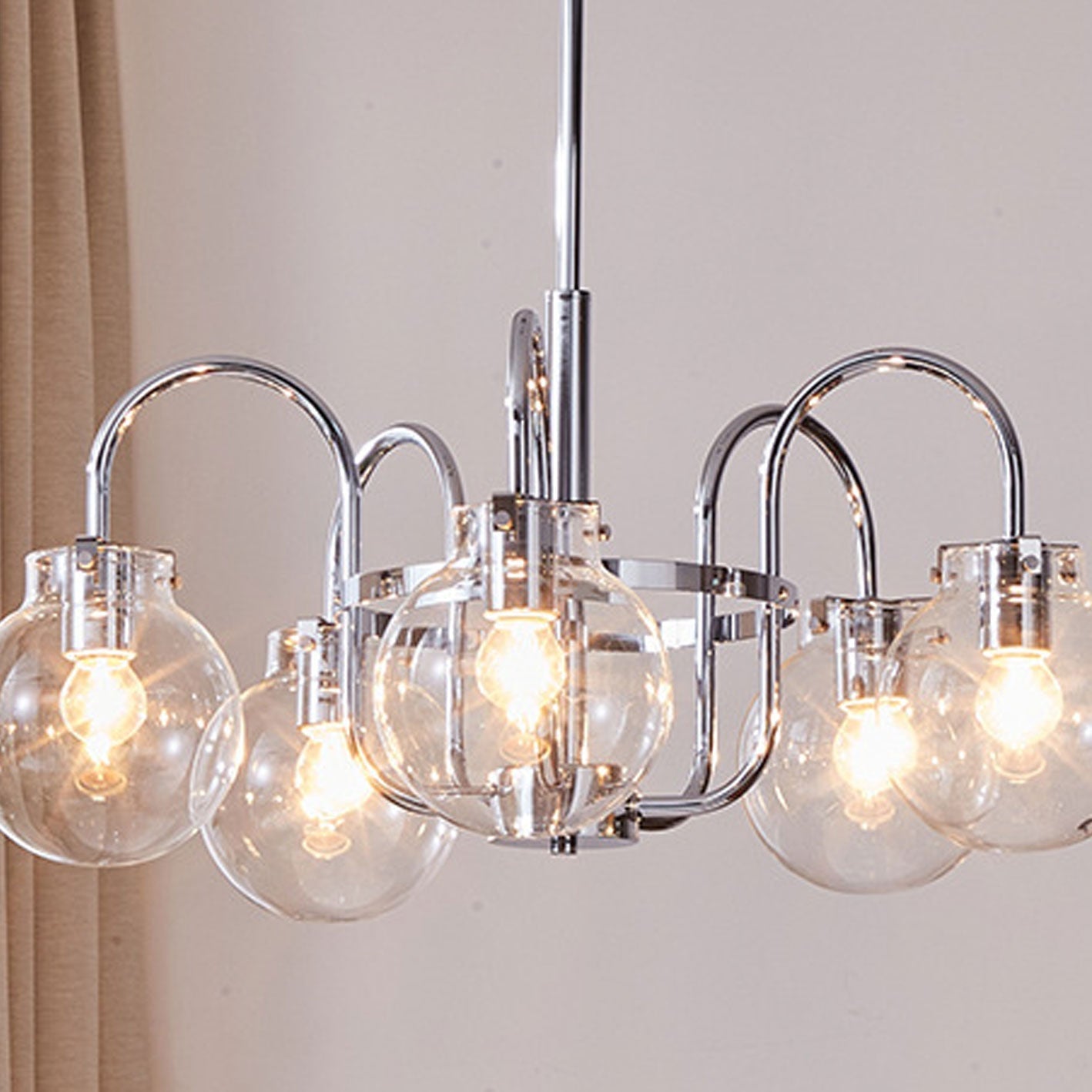 French Light Luxury Round Iron Glass 4/5-Light Island Light Chandelier