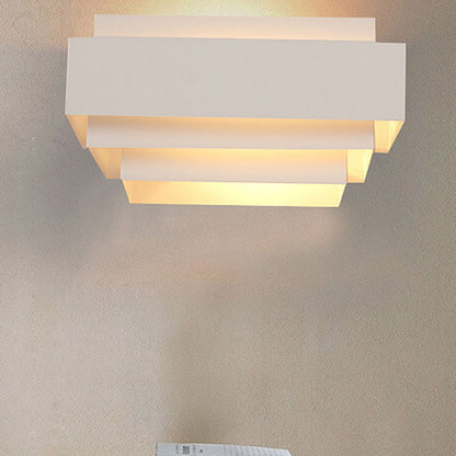 Modern Square Geometric Cascade Iron 1-Light Wall Sconce Lamp