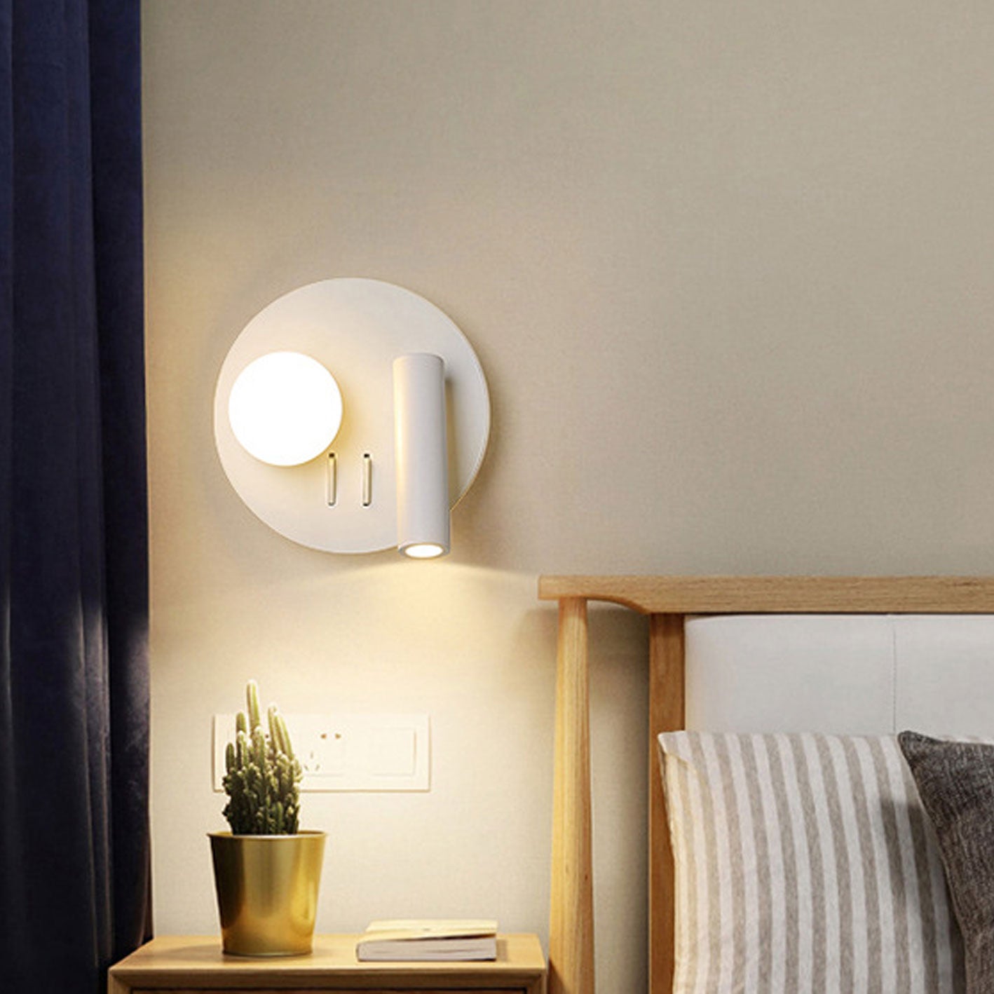 مصباح حائطي LED للقراءة مصنوع من الحديد الأكريليكي دائري/مربع بتصميم بسيط على الطراز الاسكندنافي 
