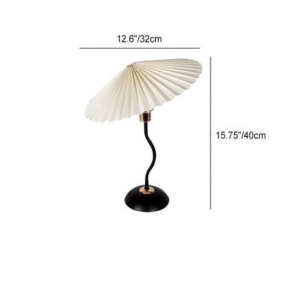 Contemporary Nordic Pleated Fabric Round Shade Iron Frame 1-Light Table Lamp For Study
