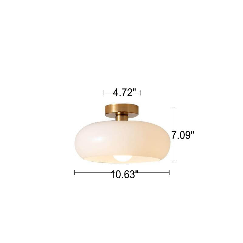 Modern Retro Round Solid Color Glass Electroplated Copper  1-Light Pendant Light Flush Mount Light