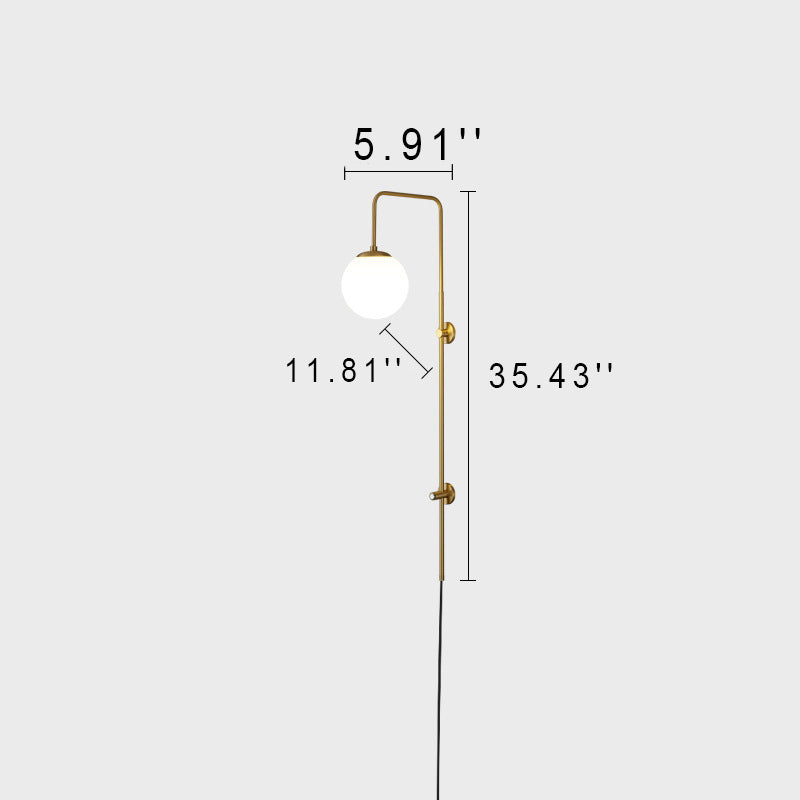 Modern Simplicity Glass Shade Full Copper Long Bar 1-Light Wall Sconce Lamp