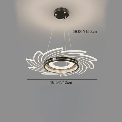مصباح LED معلّق بتصميم دوامة من الأكريليك الكريستالي الفاخر المعاصر لغرفة النوم 