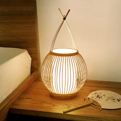 Modern Bamboo Weaving Globe 1-Light Table Lamp