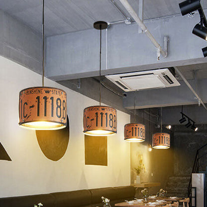 Retro Creative License Plate Metal 3-Light Chandelier