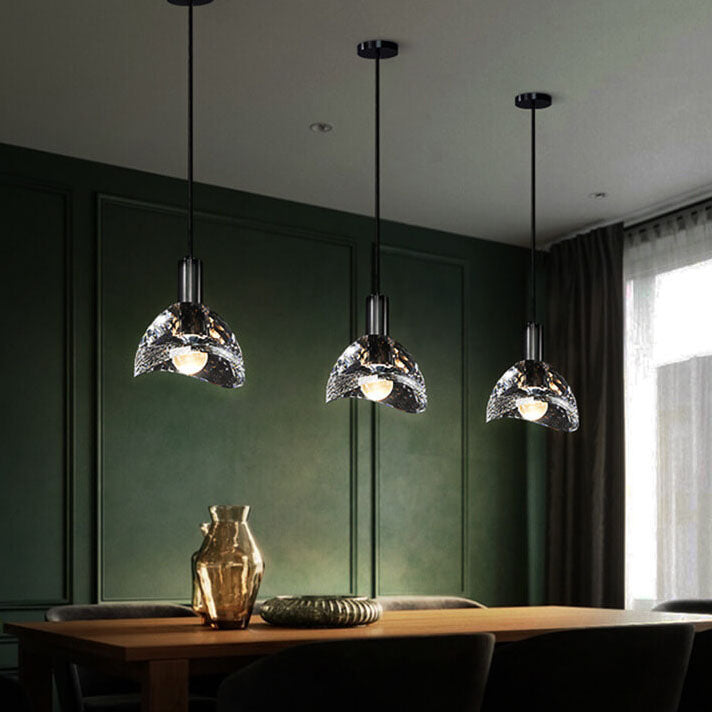 مصباح LED حديث إبداعي على شكل قبة من الكريستال والنحاس 