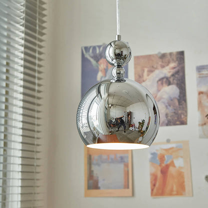 Vintage Chrome Dome Hardware 1-Light Pendant Light