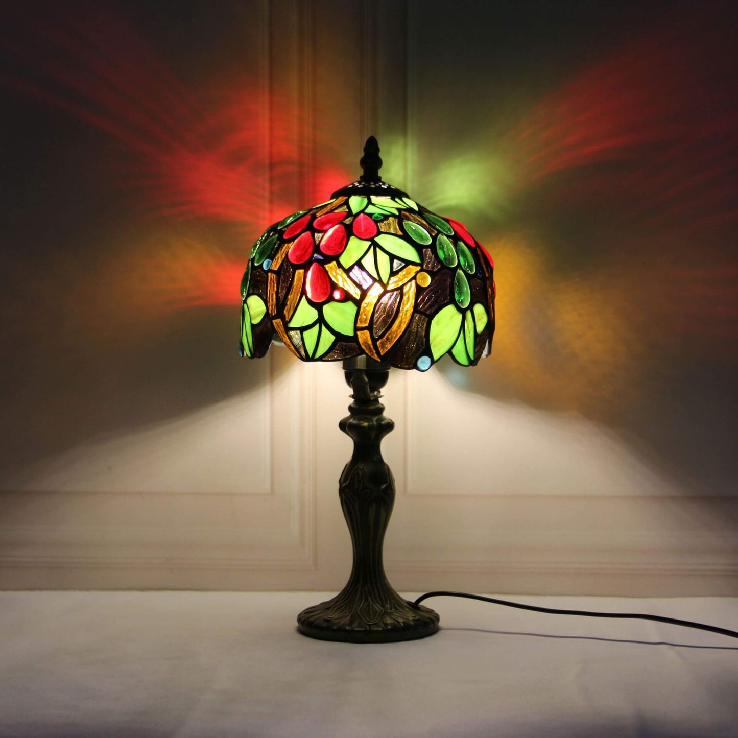 Tiffany Stained Glass Fruit Dome 1-Light Table Lamp