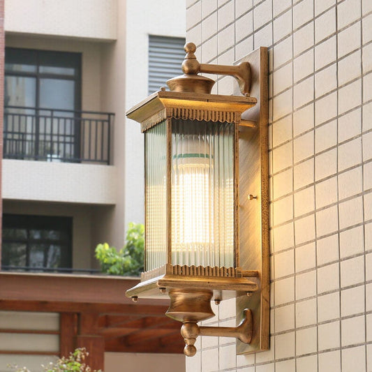 Retro Rectangular 1-Light Outdoor Waterproof Wall Sconce Lamp