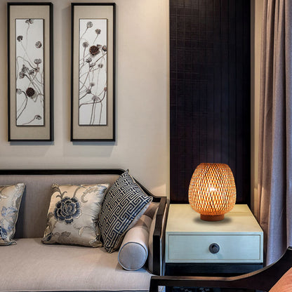 Modern Bamboo Weaving Round 1-Light Decorative Table Lamp