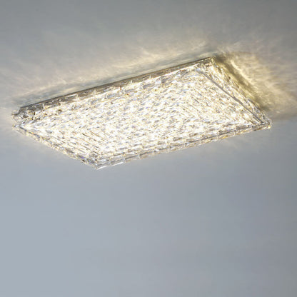 Modern Luxury Crystal Square LED Flush Mount Ceiling Light