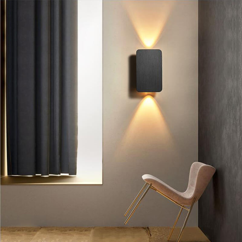 Nordic Minimalist Aluminum Rectangular Flat Panel 2-Light LED Wall Sconce Lamp