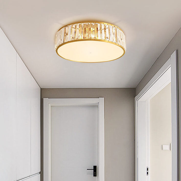 Modern Iron Crystal Round 3/4/5 Light Flush Mount Ceiling Light