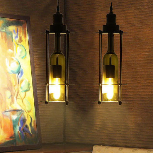 Vintage Creative Glass Wine Bottle 1-Light Pendant Light