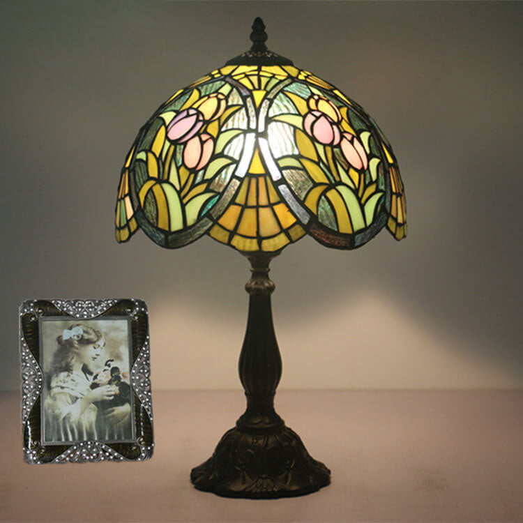 Tiffany Rustic Stained Glass 1-Light Table Lamp