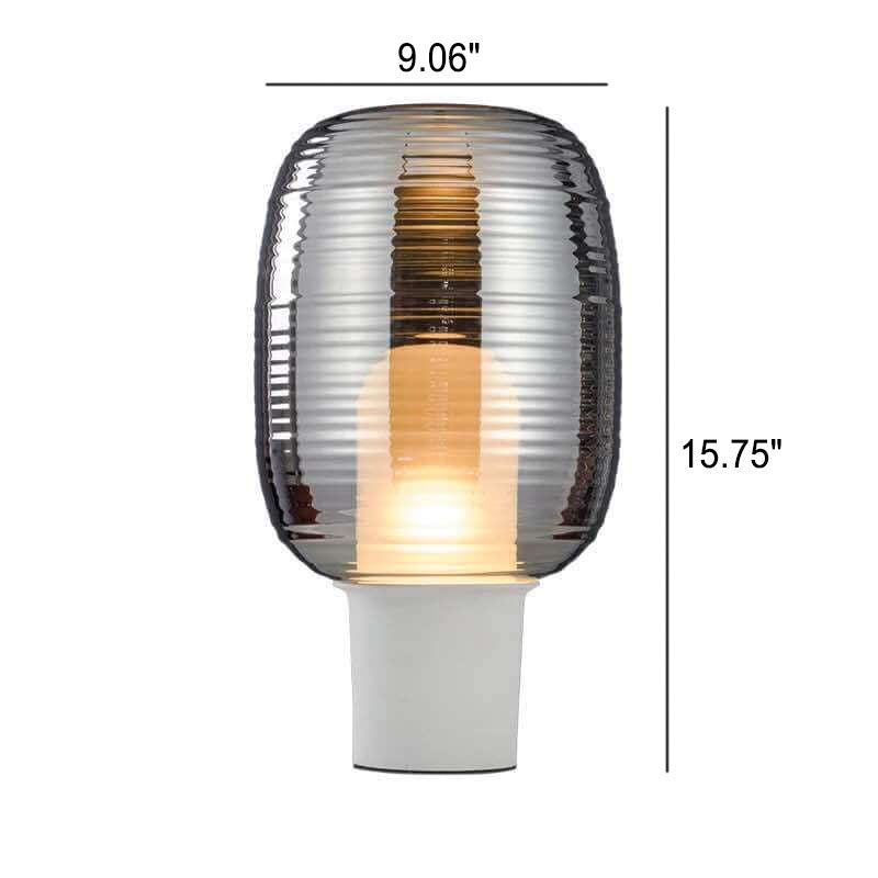 Modern Minimalist Striped Oval Glass 1-Light Table Lamp