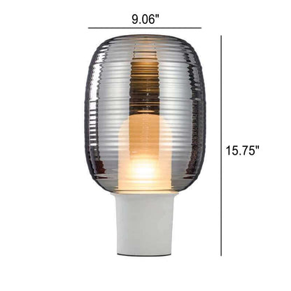 Modern Minimalist Striped Oval Glass 1-Light Table Lamp