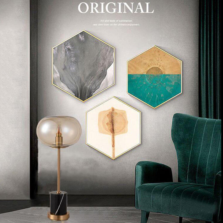 Modern Creative Glass Orb Marble Base 1-Light LED Table Lamp