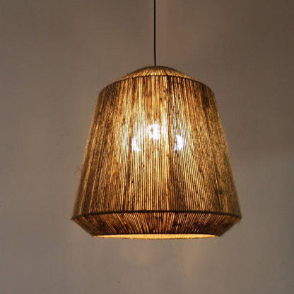 Hemp Rope Weaving 3-Light Barrel Pendant Light