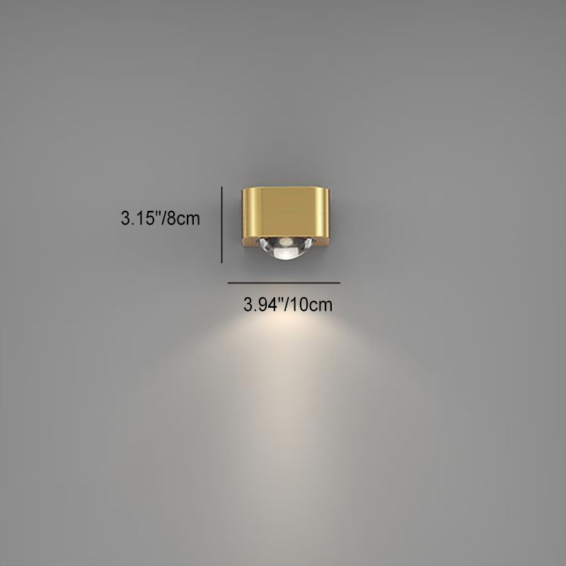 Modern Minimalist Copper Rounded Cuboid Up And Down Luminous LED Wall Sconce Lamp For Bedroom