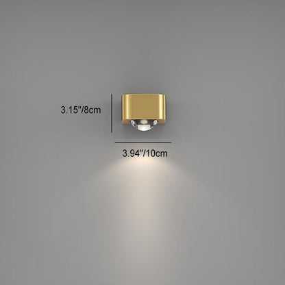 Modern Minimalist Copper Rounded Cuboid Up And Down Luminous LED Wall Sconce Lamp For Bedroom