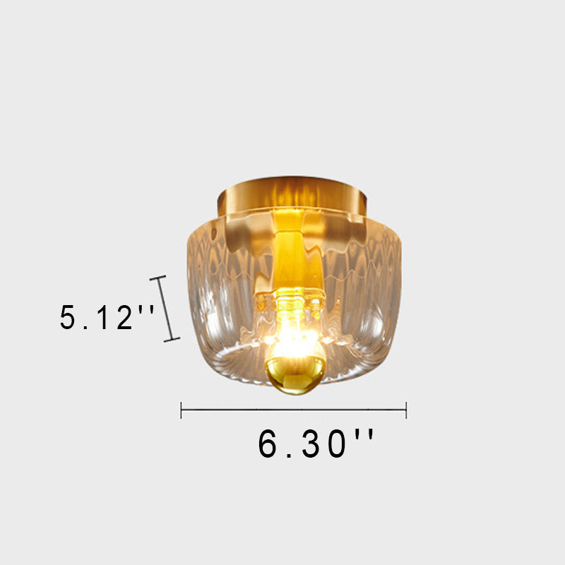 Modern Luxury Glass Sun Shape Full Copper Dual Purpose 1-Light Flush Mount Light
