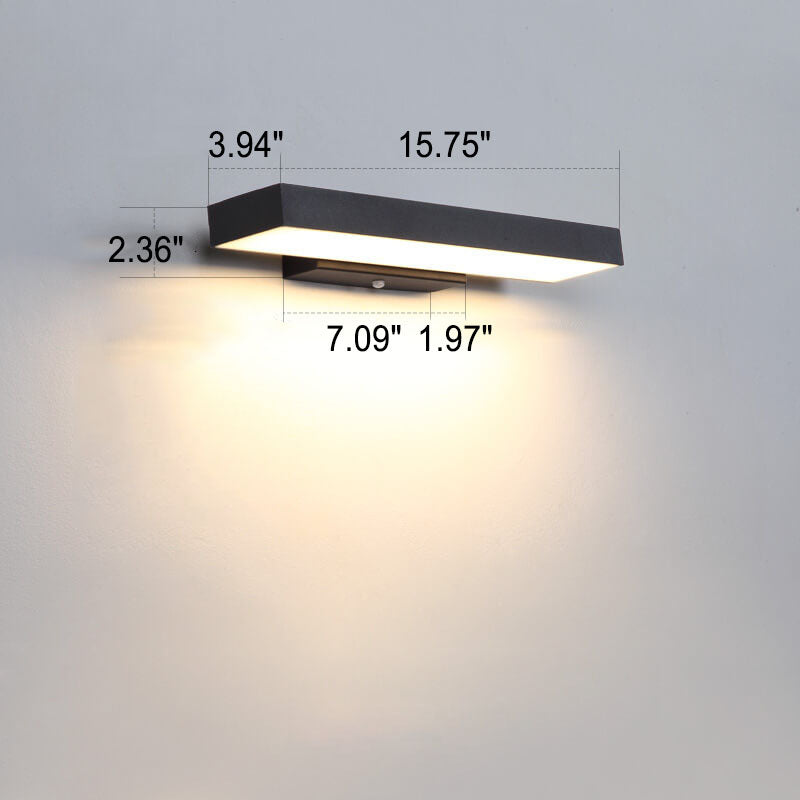 Modern Minimalist Rectangular Flat LED Sensor Outdoor Waterproof Wall Sconce Lamp
