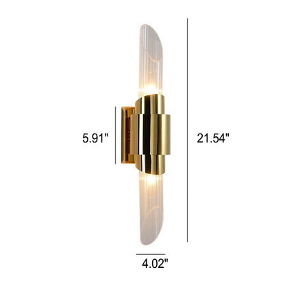 Modern Luxury Stainless Steel Glass Column 2-Light Wall Sconce Lamp