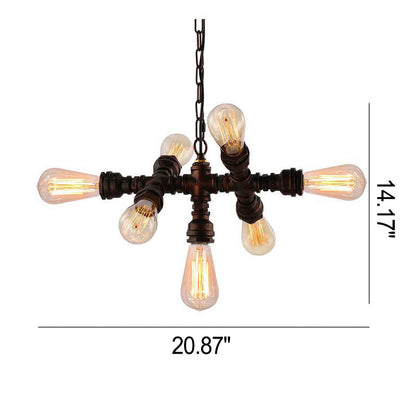 Industrial Iron Water Pipe Design 7-Light Chandelier
