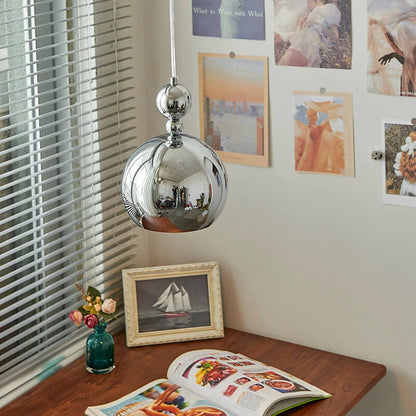 Vintage Chrome Dome Hardware 1-Light Pendant Light