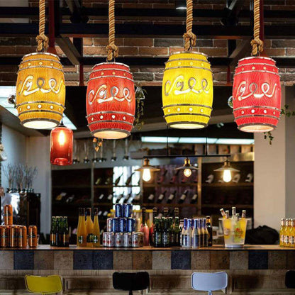 Vintage Wine Barrel Resin 1-Light Pendant Light