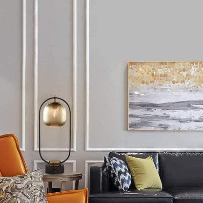 Modern Amber Glass Ring 1-Light Table Lamp
