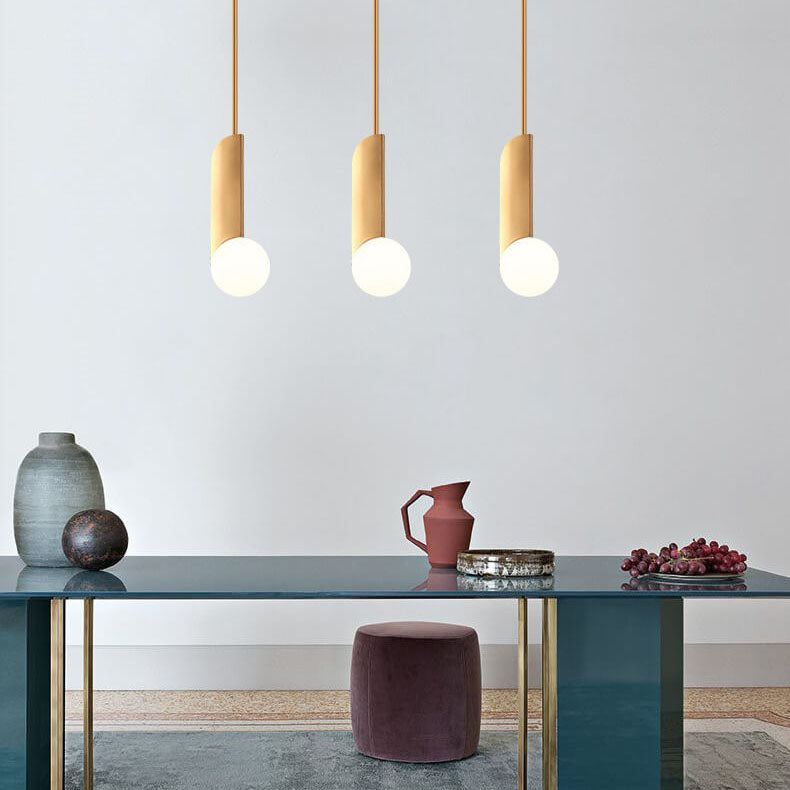 Simple Gold Metal Patchwork Glass Globe 1-Light LED Pendant Light