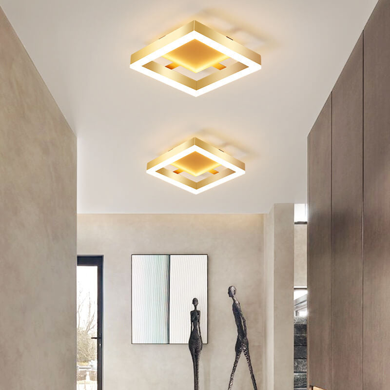 Modern Creative Square Round LED Semi-Flush Mount Ceiling Light