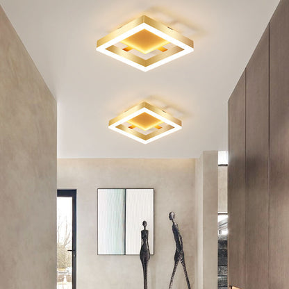 Modern Creative Square Round LED Semi-Flush Mount Ceiling Light