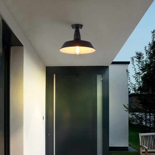 Industrial Retro Iron Barn 1-Light Semi-Flush Mount Ceiling Light